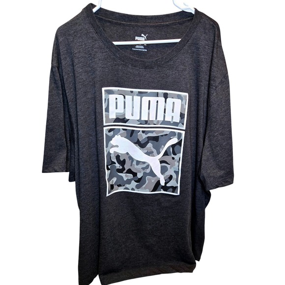 Puma Other - Puma Mens 4XL T-Shirt Charcoal Heather Grey Camo Logo Graphic Tee Short Sleeve